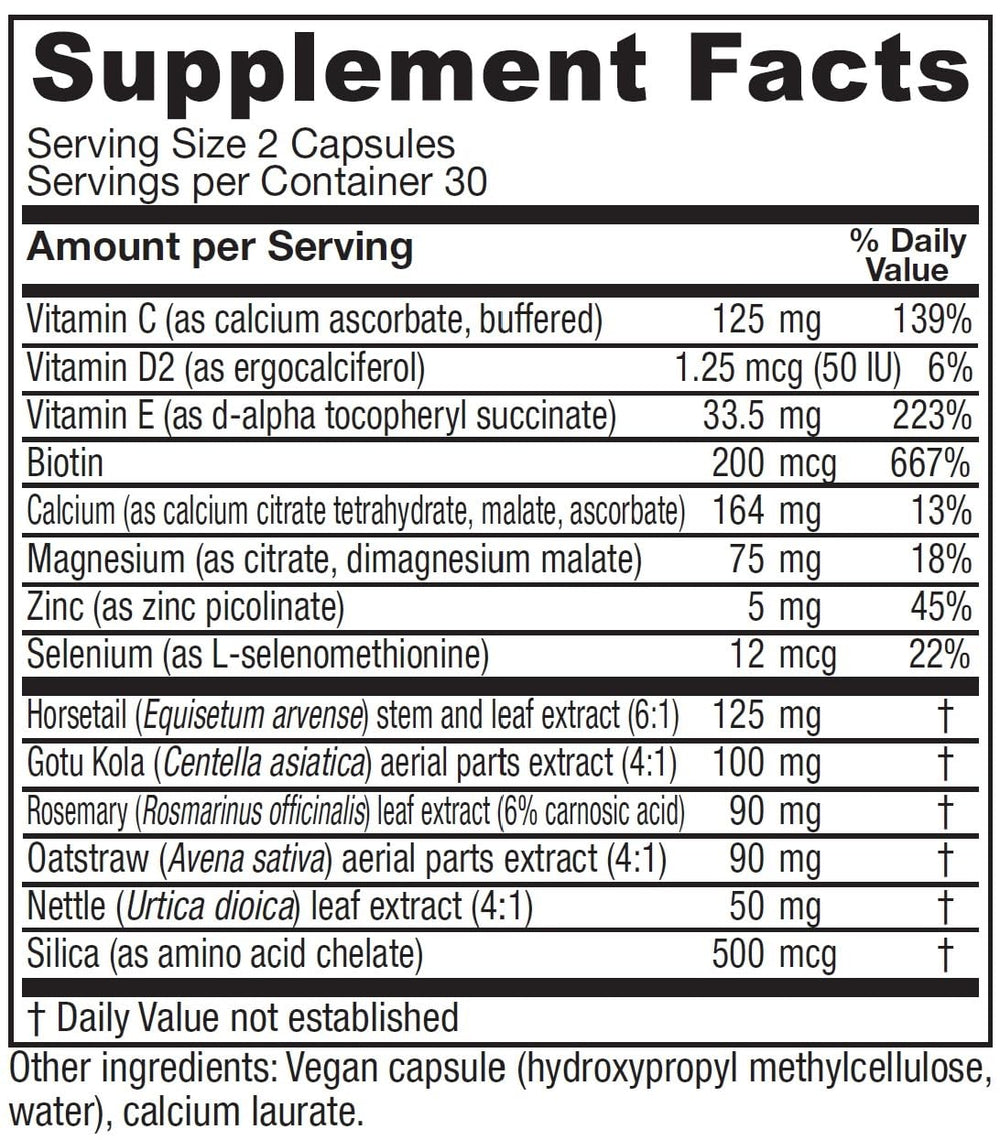 Vitanica Luminous en frasco indica consumo diario de cápsulas para cabello y uñas.