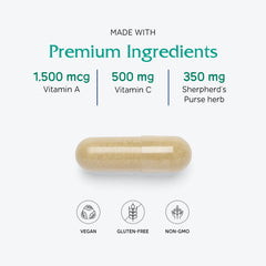 Vitanica Slow Flow etiqueta detalle, ingredientes de apoyo para el ciclo