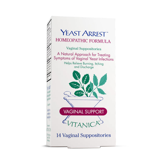 Vitanica Yeast Arrest vista frontal del paquete, confianza y limpieza