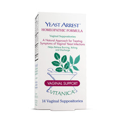 Vitanica Yeast Arrest vista frontal del paquete, confianza y limpieza