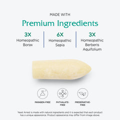 Vitanica Yeast Arrest: combinación homeopática de borax y sepia en formulación única.