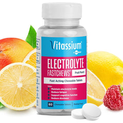 Vitassium FastChews frente del envase mostrando 60 tabletas y beneficio práctico