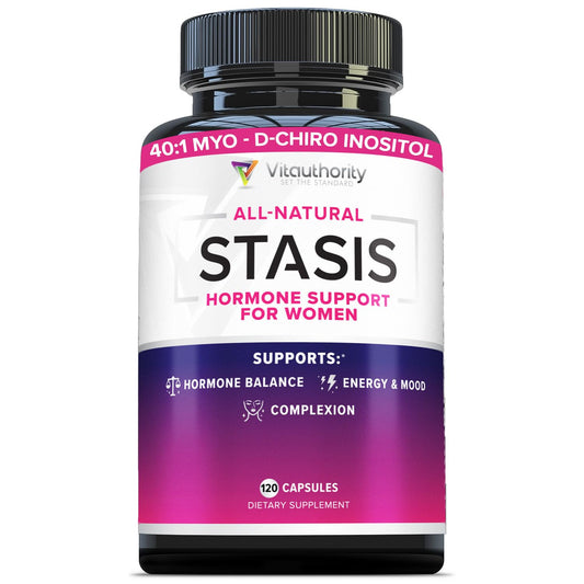 Vitauthority Balance, botella de cápsulas para el equilibrio hormonal femenino.