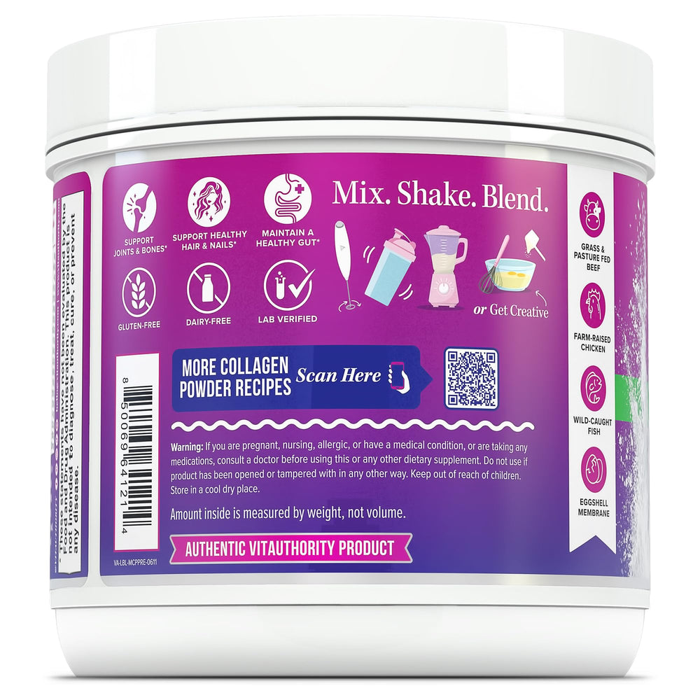 Vitauthority Multi Collagen Probiotics sin sabor, fácil de disolver