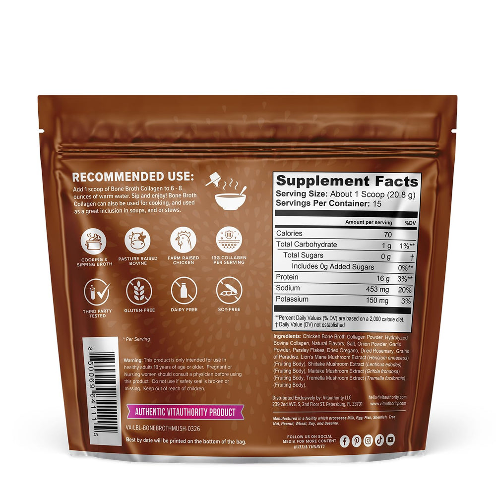 Vitauthority Sabor champiñones y hierbas, enriquecedor para platos.