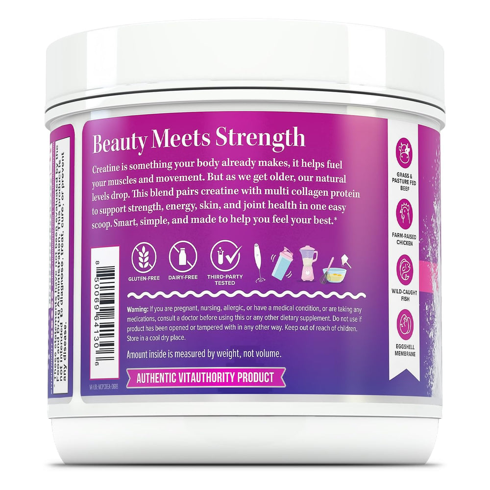 Vitauthority textura en polvo fina, ideal para mezclar bebidas.