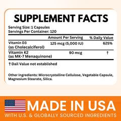 VITBOOST detalle de etiqueta con información de D3 125 mcg y K2 MK‑7