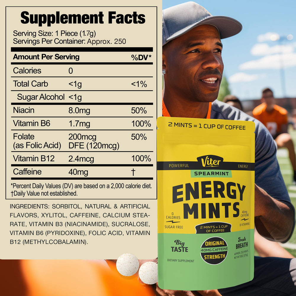 Mints Viter Energy sobre mesa de trabajo para enfoque y productividad