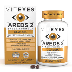 Viteyes envase frontal mostrando la fórmula AREDS2 y beneficios