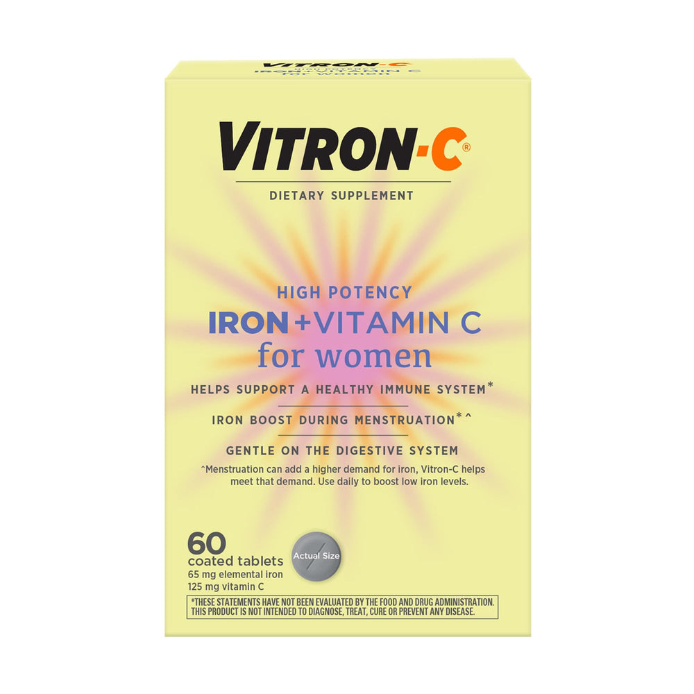 Vitron-C frente del empaque mostrando 60 cápsulas y beneficios