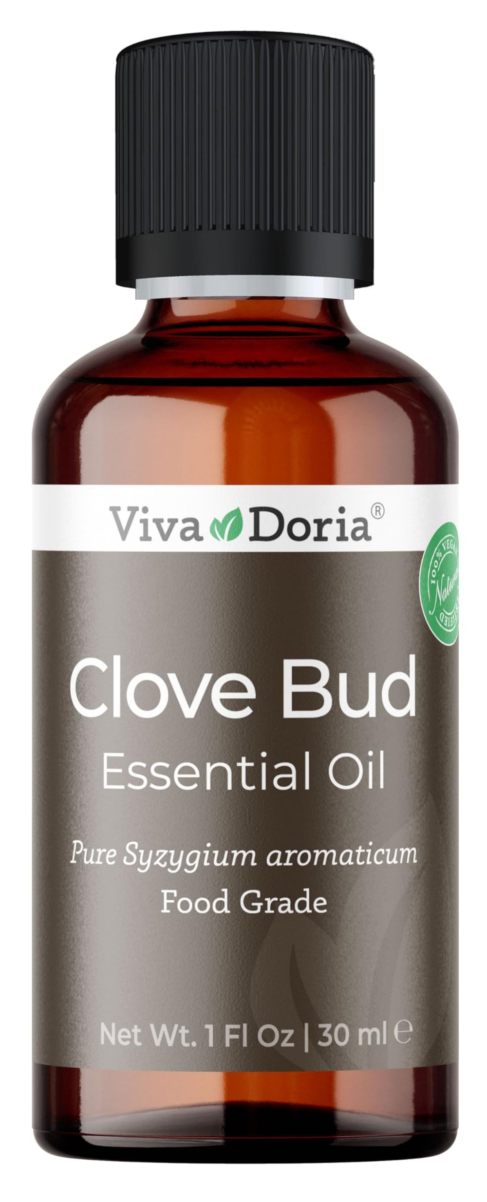 Viva Doria frasco ámbar frontal mostrando pureza y protección