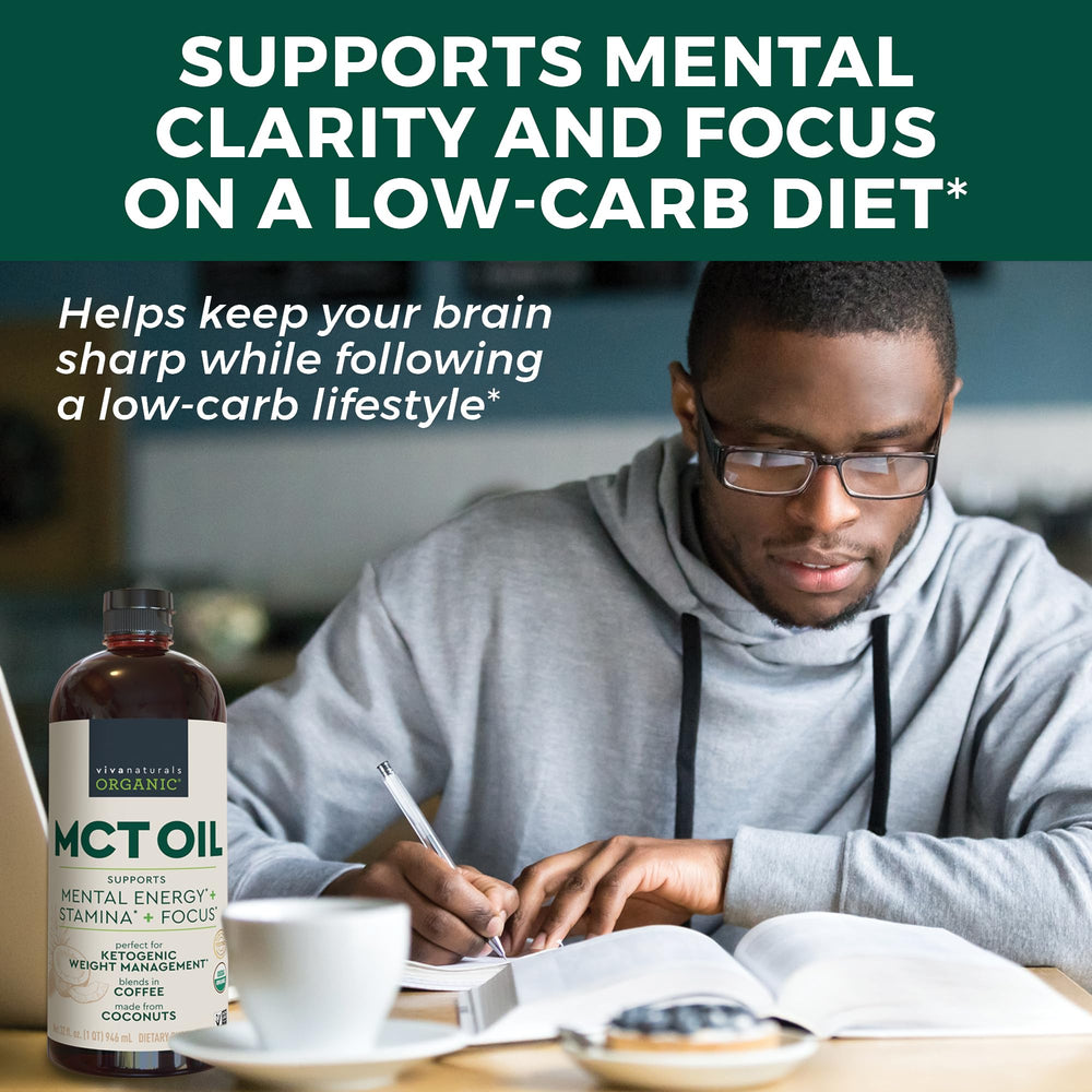 Aceite MCT Viva Naturals mezclado en café, mejora la energía matutina
