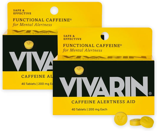 Vivarin: dosis de cafeína 200 mg para mantener la concentración en tareas largas.