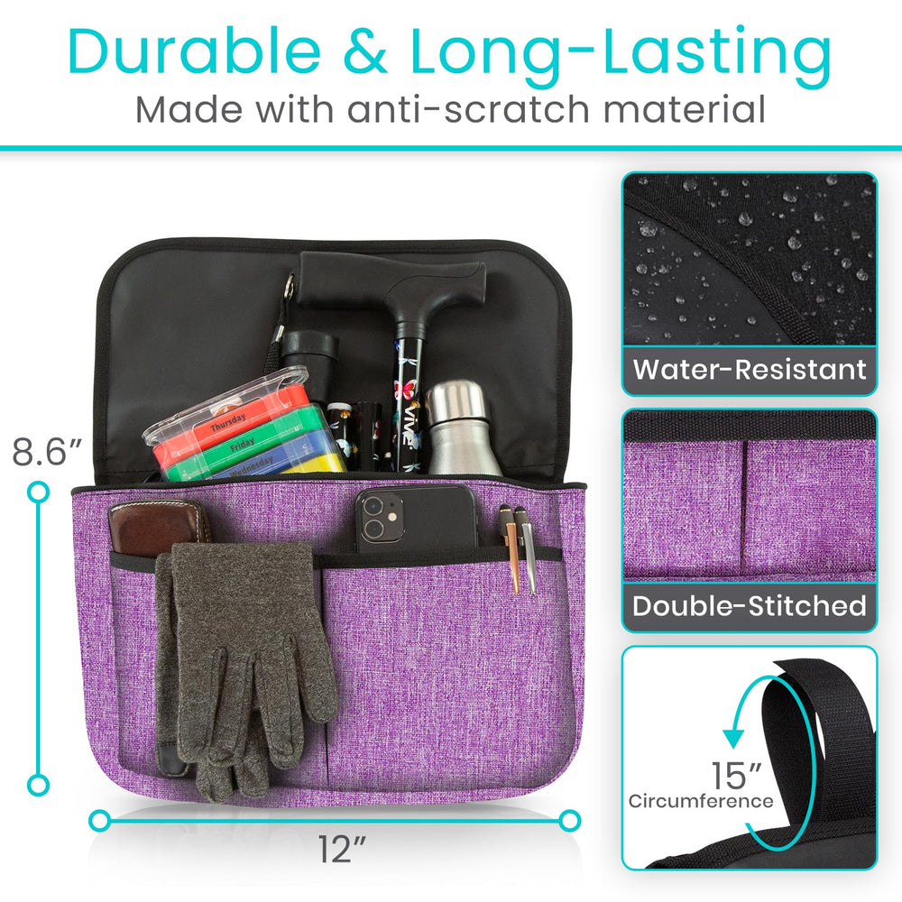 Vive bolso fijado en scooter ilustrando uso seguro y accesible