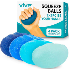 Vive presentación del set mostrando cuatro pelotas y caja, ideal para terapia