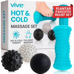 Vive set frontal mostrando piezas y empaque para alivio plantar