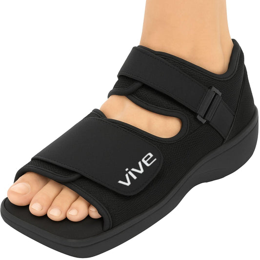 Vive zapato post op frontal mostrando protección y ajuste cómodo