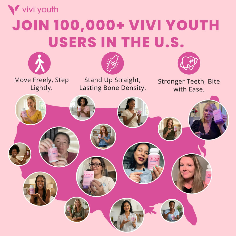 VIVI Youth mujer tomando cápsula por la mañana, uso sencillo diario