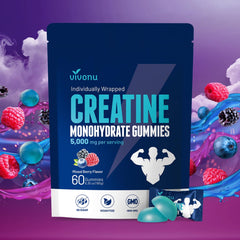 VivoNu Creatine Gummies, paquete portátil para energía durante el entrenamiento.