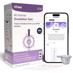 Vivoo empaque frontal mostrando 50 tiras y beneficios de seguimiento