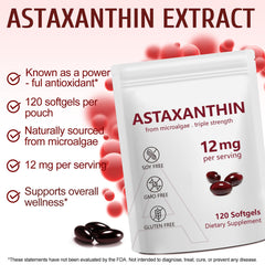 Vortexonix Astaxantina 12mg: etiqueta informativa que subraya fuente natural y biodisponibilidad.