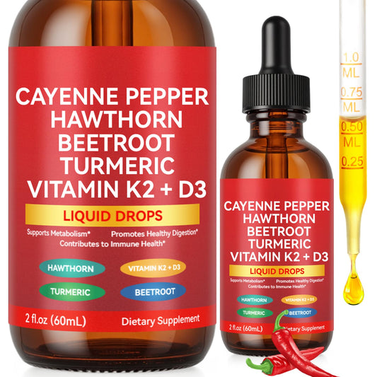 Vortexonix Cayenne Pepper Drops bottle with dropper for easy daily dosing.