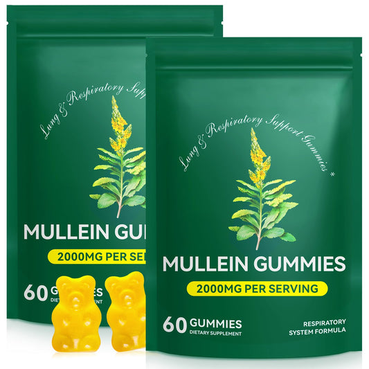 Gomitas Mullein de Vortexonix en bote, apoyo diario para la salud pulmonar.