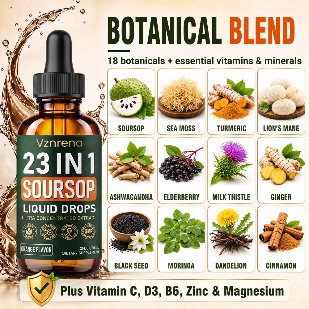 Gota de Soursop Bitters Vznrena mostrando textura líquida y rápida absorción