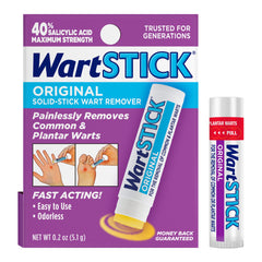 WartStick envase frontal mostrando diseño práctico y beneficio portátil