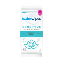 WaterWipes paquete frontal mostrando 28 toallitas y cierre resellable, limpieza práctica