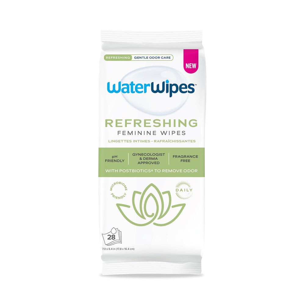 WaterWipes pack frontal mostrando 28 toallitas para frescura inmediata