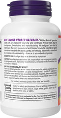Webber Naturals frasco abierto con cápsulas, muestra cantidad por envase