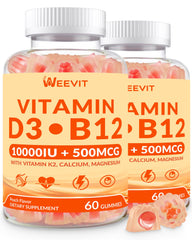 WEEVIT envase frontal mostrando vitaminas D3 y B12 para conveniencia diaria