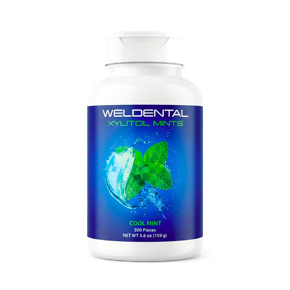 WELdental envase frontal mostrando 300 pastillas y conveniencia