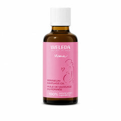 Weleda aceite perineal frontal del envase, presenta beneficio de confianza