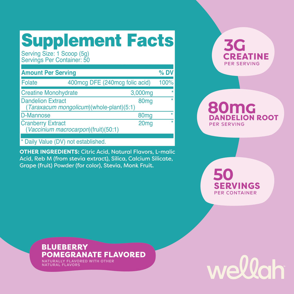 Wellah Creatine for Women Strawberry Lemonade bottle showcases refreshing pick-me-up during training.