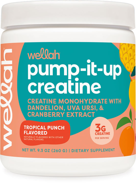 Wellah Creatine Tropical Punch scoop ready for a refreshing pre workout mix