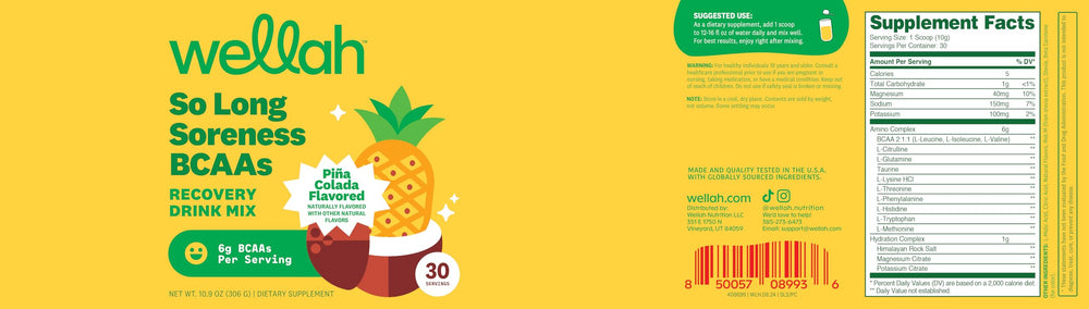 Sabor piña colada en Wellah, experiencia agradable para tomar después del entrenamiento.