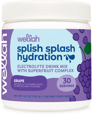Wellah Splish Splash grape powder is poured for a refreshing hydration moment during workouts.