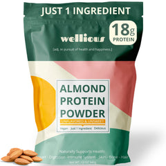 wellious envase frontal mostrando diseño y beneficio de proteína limpia