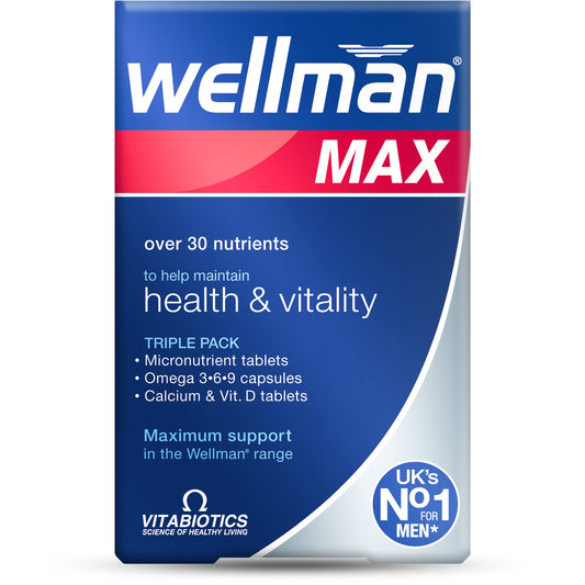Wellman Max muestra frontal del paquete que facilita completar nutrientes esenciales
