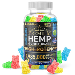 WELLUTION envase frontal 60 gomitas con diseño y ventaja de alta potencia