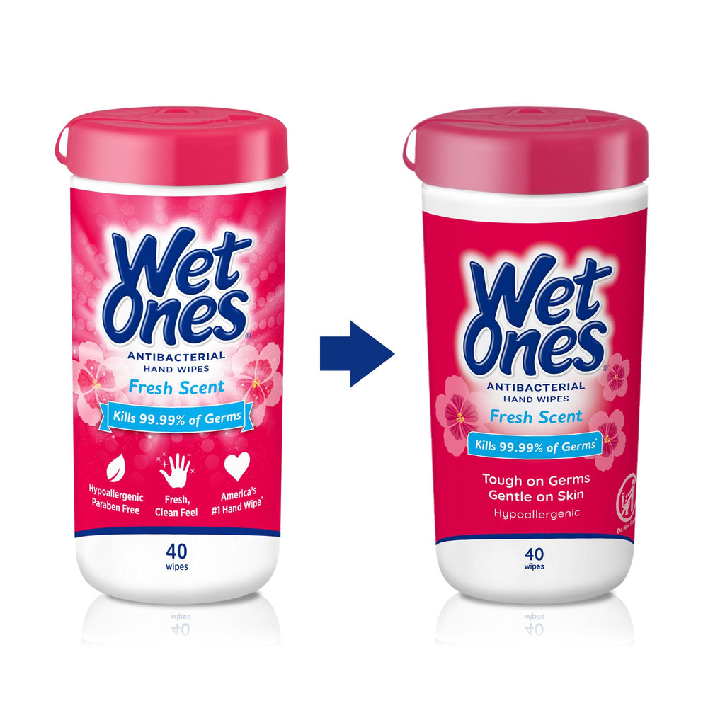 Wet Ones etiqueta con ingredientes y beneficios visibles