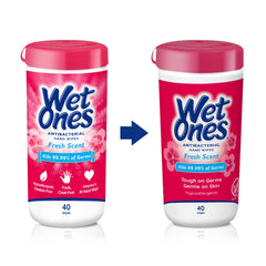 Wet Ones etiqueta con ingredientes y beneficios visibles