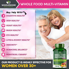 Etiqueta de Wholesome Wellness con lista de vitaminas, minerales y mezclas naturales