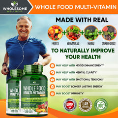 Wholesome Wellness surtido de frutas y verduras usadas como ingredientes reales