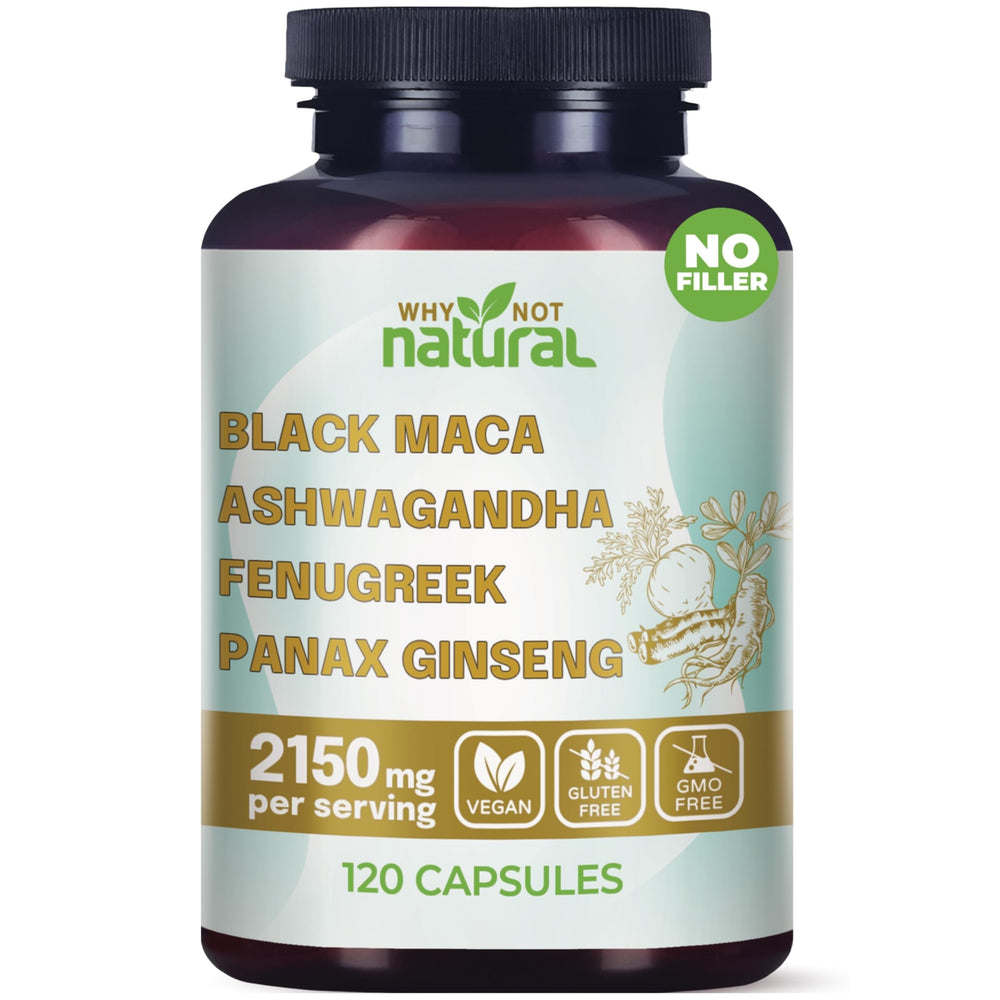 Why Not Natural frente del envase mostrando la mezcla 4‑en‑1 y beneficios