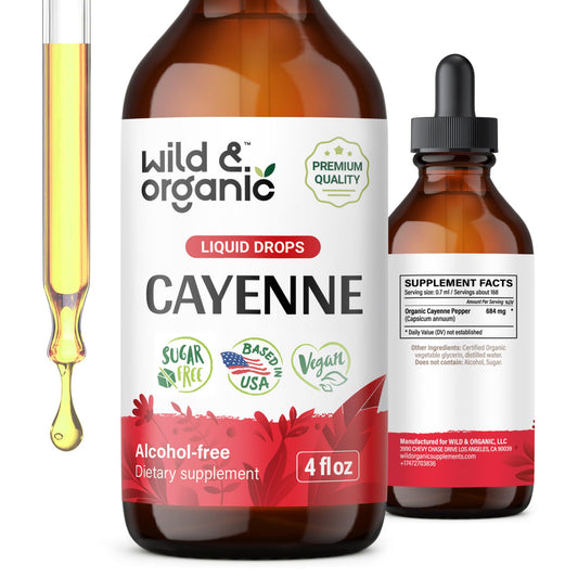 Wild & Organic vista frontal del frasco mostrando diseño y tamaño del producto