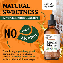 Wild & Organic etiqueta nutricional legible que muestra dosis y extracto por toma