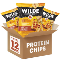 Wilde frente del empaque Chicken & Waffles muestra diseño y tamaño portátil
